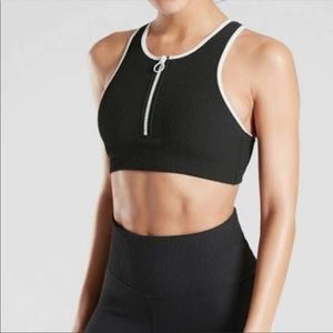 Athleta Synergy Rib zip front sports bra xl